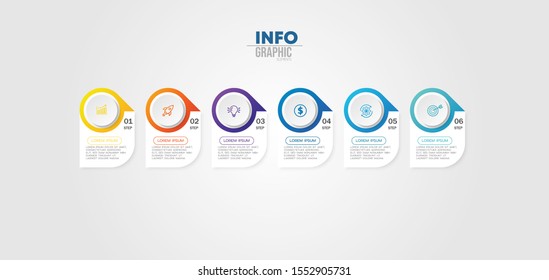 vector illustration Infographic design template with icons and 6 options or steps. Can be used for process, presentations, layout, banner,info graph.
