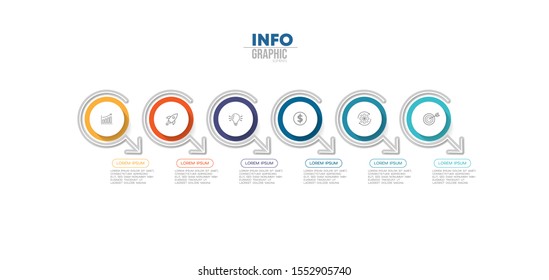 vector illustration Infographic design template with icons and 6 options or steps. Can be used for process, presentations, layout, banner,info graph.