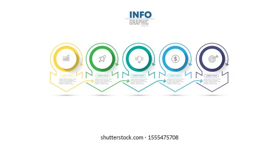vector illustration Infographic design template with icons and 5 options or steps. Can be used for process, presentations, layout, banner,info graph.