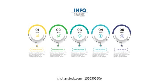 vector illustration Infographic design template with icons and 5 options or steps. Can be used for process, presentations, layout, banner,info graph.