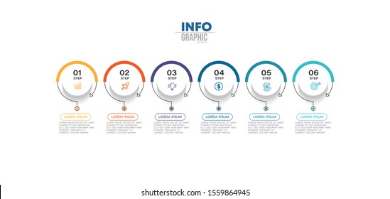 vector illustration Infographic design template with icons and 6 options or steps. Can be used for process, presentations, layout, banner,info graph.