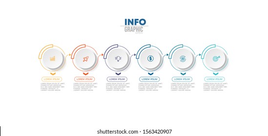 vector illustration Infographic design template with icons and 6 options or steps. Can be used for process, presentations, layout, banner,info graph.