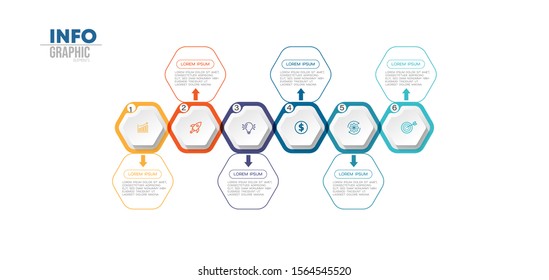 vector illustration Infographic design template with icons and 6 options or steps. Can be used for process, presentations, layout, banner,info graph.