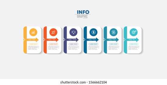 vector illustration Infographic design template with icons and 6 options or steps. Can be used for process, presentations, layout, banner,info graph.