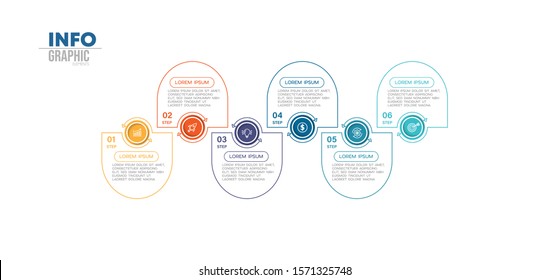 vector illustration Infographic design template with icons and 6 options or steps. Can be used for process, presentations, layout, banner,info graph.