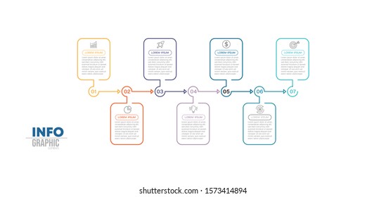 vector illustration Infographic design template with icons and 7 options or steps. Can be used for process, presentations, layout, banner,info graph.