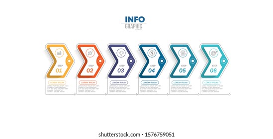 vector illustration Infographic design template with icons and 6 options or steps. Can be used for process, presentations, layout, banner,info graph.