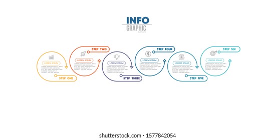 vector illustration Infographic design template with icons and 6 options or steps. Can be used for process, presentations, layout, banner,info graph.
