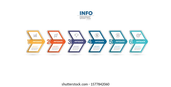 vector illustration Infographic design template with icons and 6 options or steps. Can be used for process, presentations, layout, banner,info graph.