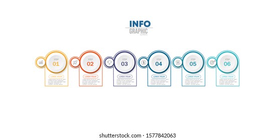 vector illustration Infographic design template with icons and 6 options or steps. Can be used for process, presentations, layout, banner,info graph.