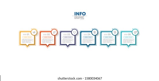 vector illustration Infographic design template with icons and 6 options or steps. Can be used for process, presentations, layout, banner,info graph.