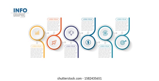 vector illustration Infographic design template with icons and 6 options or steps. Can be used for process, presentations, layout, banner,info graph.