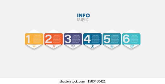vector illustration Infographic design template with icons and 6 options or steps. Can be used for process, presentations, layout, banner,info graph.