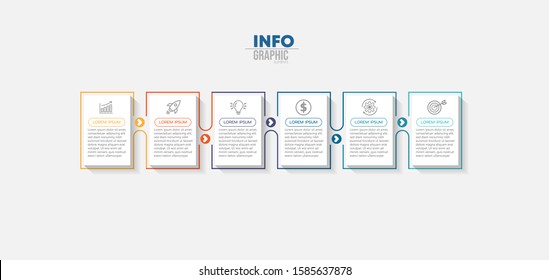 vector illustration Infographic design template with icons and 6 options or steps. Can be used for process, presentations, layout, banner,info graph.