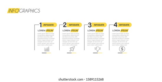 vector illustration Infographic design template with icons and 4 options or steps. Can be used for process, presentations, layout, banner,info graph.