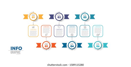vector illustration Infographic design template with icons and 6 options or steps. Can be used for process, presentations, layout, banner,info graph.