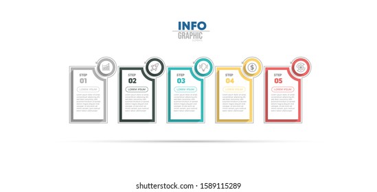 vector illustration Infographic design template with icons and 5 options or steps. Can be used for process, presentations, layout, banner,info graph.