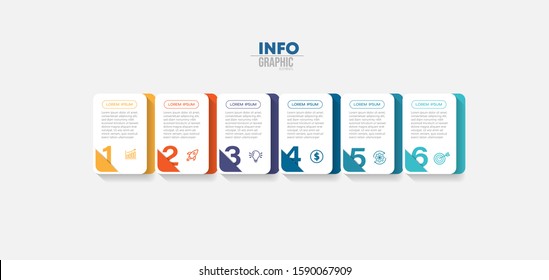 vector illustration Infographic design template with icons and 6 options or steps. Can be used for process, presentations, layout, banner,info graph.