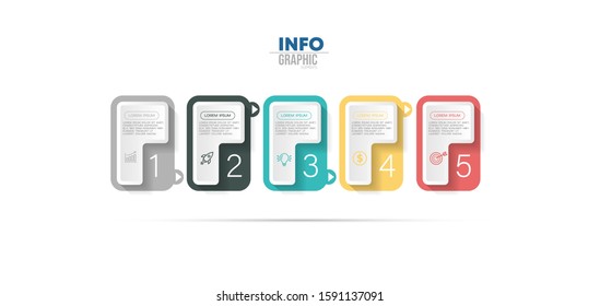 vector illustration Infographic design template with icons and 5 options or steps. Can be used for process, presentations, layout, banner,info graph.