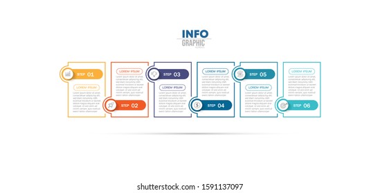 vector illustration Infographic design template with icons and 6 options or steps. Can be used for process, presentations, layout, banner,info graph.