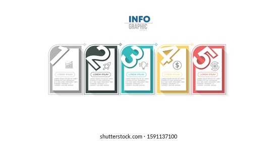 vector illustration Infographic design template with icons and 5 options or steps. Can be used for process, presentations, layout, banner,info graph.