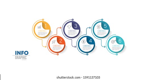vector illustration Infographic design template with icons and 6 options or steps. Can be used for process, presentations, layout, banner,info graph.