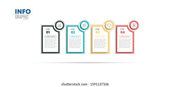 vector illustration Infographic design template with icons and 4 options or steps. Can be used for process, presentations, layout, banner,info graph.