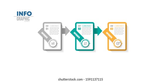 vector illustration Infographic design template with icons and 3 options or steps. Can be used for process, presentations, layout, banner,info graph.