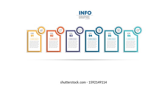vector illustration Infographic design template with icons and 6 options or steps. Can be used for process, presentations, layout, banner,info graph.
