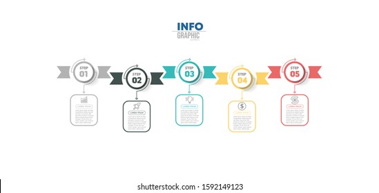 vector illustration Infographic design template with icons and 5 options or steps. Can be used for process, presentations, layout, banner,info graph.
