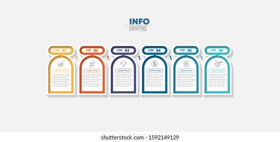 vector illustration Infographic design template with icons and 6 options or steps. Can be used for process, presentations, layout, banner,info graph.