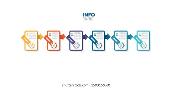 vector illustration Infographic design template with icons and 6 options or steps. Can be used for process, presentations, layout, banner,info graph.