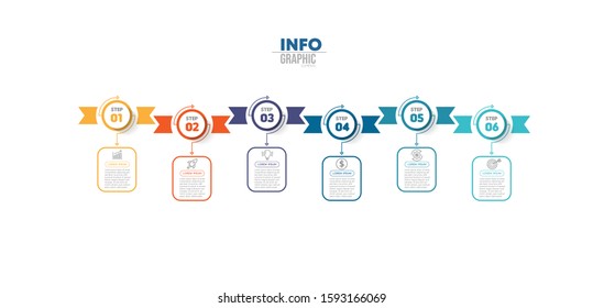 vector illustration Infographic design template with icons and 6 options or steps. Can be used for process, presentations, layout, banner,info graph.