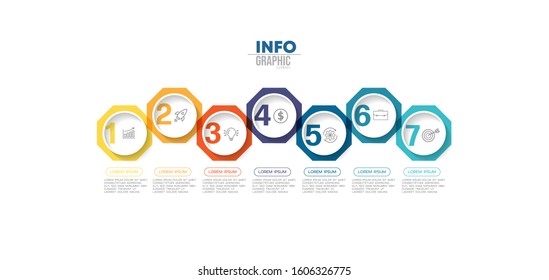vector illustration Infographic design template with icons and 7 options or steps. Can be used for process, presentations, layout, banner,info graph.
