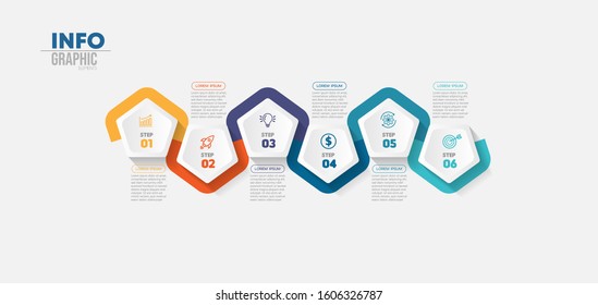 vector illustration Infographic design template with icons and 6 options or steps. Can be used for process, presentations, layout, banner,info graph.