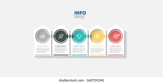 vector illustration Infographic design template with icons and 5 options or steps. Can be used for process, presentations, layout, banner,info graph.