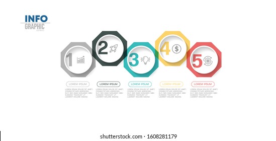 vector illustration Infographic design template with icons and 5 options or steps. Can be used for process, presentations, layout, banner,info graph.
