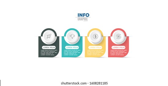 vector illustration Infographic design template with icons and 4 options or steps. Can be used for process, presentations, layout, banner,info graph.