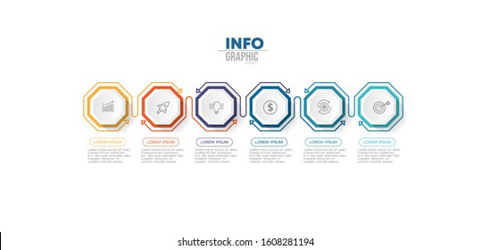 vector illustration Infographic design template with icons and 6 options or steps. Can be used for process, presentations, layout, banner,info graph.