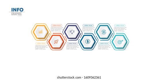 vector illustration Infographic design template with icons and 6 options or steps. Can be used for process, presentations, layout, banner,info graph.