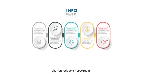 vector illustration Infographic design template with icons and 5 options or steps. Can be used for process, presentations, layout, banner,info graph.