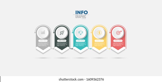 vector illustration Infographic design template with icons and 5 options or steps. Can be used for process, presentations, layout, banner,info graph.