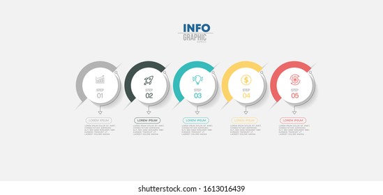 vector illustration Infographic design template with icons and 5 options or steps. Can be used for process, presentations, layout, banner,info graph.