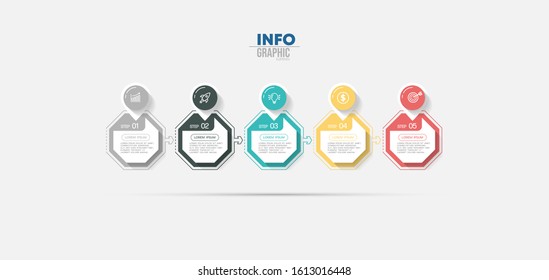 vector illustration Infographic design template with icons and 5 options or steps. Can be used for process, presentations, layout, banner,info graph.