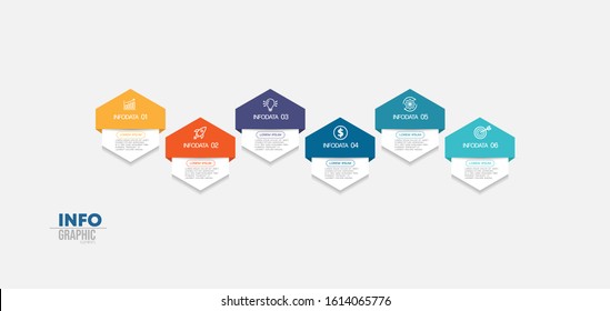 ilustración vectorial Plantilla de diseño infográfico con iconos y 6 opciones o pasos. Se puede utilizar para procesos, presentaciones, diseño, banner, gráfico de información.