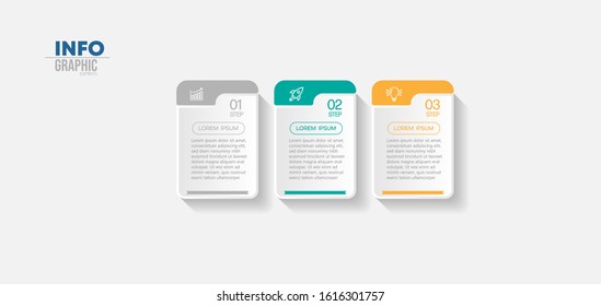 vector illustration Infographic design template with icons and 3 options or steps. Can be used for process, presentations, layout, banner,info graph.