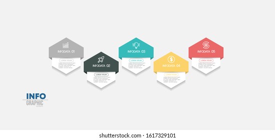 vector illustration Infographic design template with icons and 5 options or steps. Can be used for process, presentations, layout, banner,info graph.