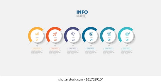 vector illustration Infographic design template with icons and 6 options or steps. Can be used for process, presentations, layout, banner,info graph.
