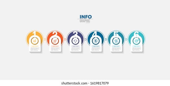 vector illustration Infographic design template with icons and 6 options or steps. Can be used for process, presentations, layout, banner,info graph.