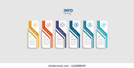 vector illustration Infographic design template with icons and 6 options or steps. Can be used for process, presentations, layout, banner,info graph.